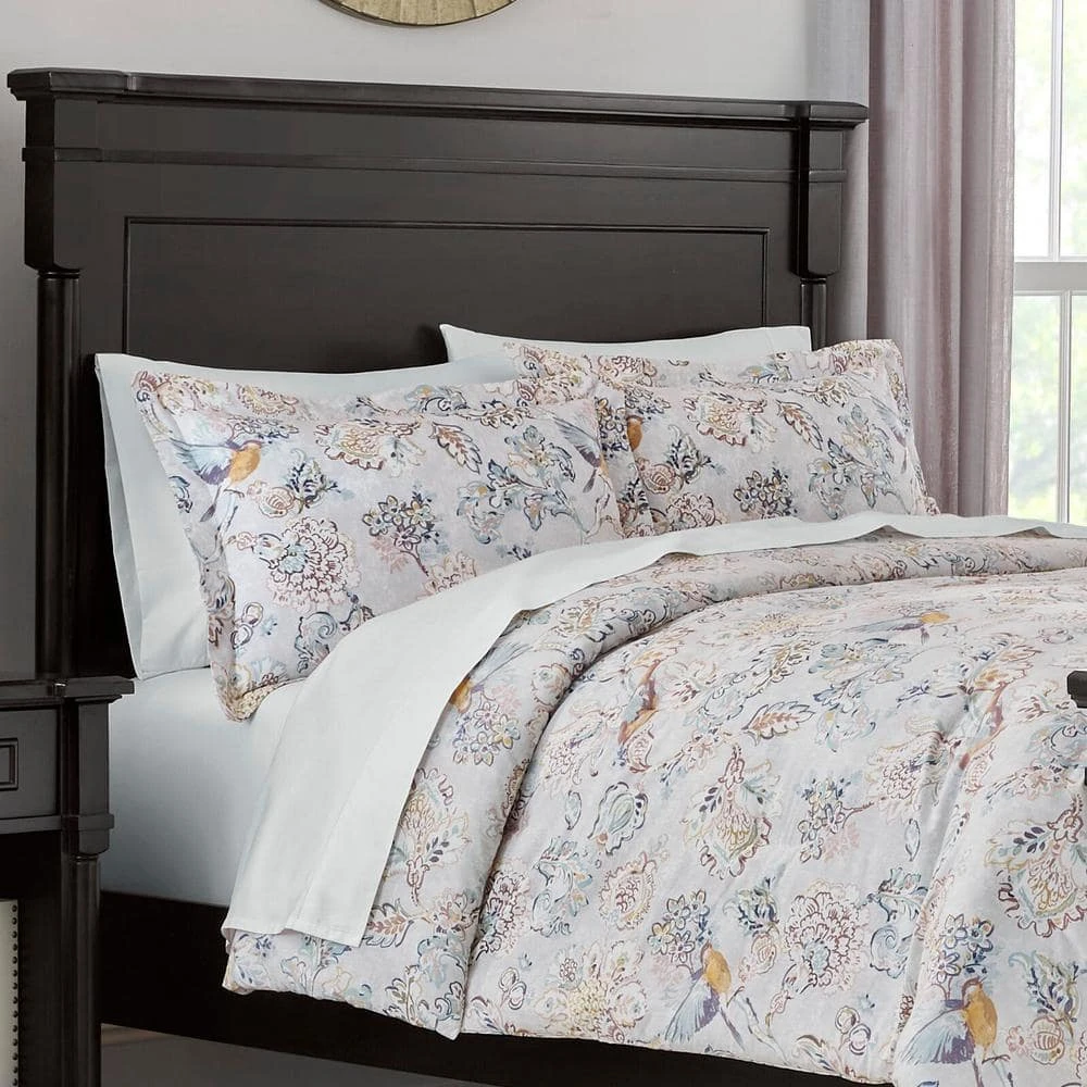 Home Decorators Collection Lorna 3-Piece Watercolor Bird Floral King Comforter Set 3 Home Decorators Collection Lorna 3-Piece Watercolor Bird Floral King Comforter Set