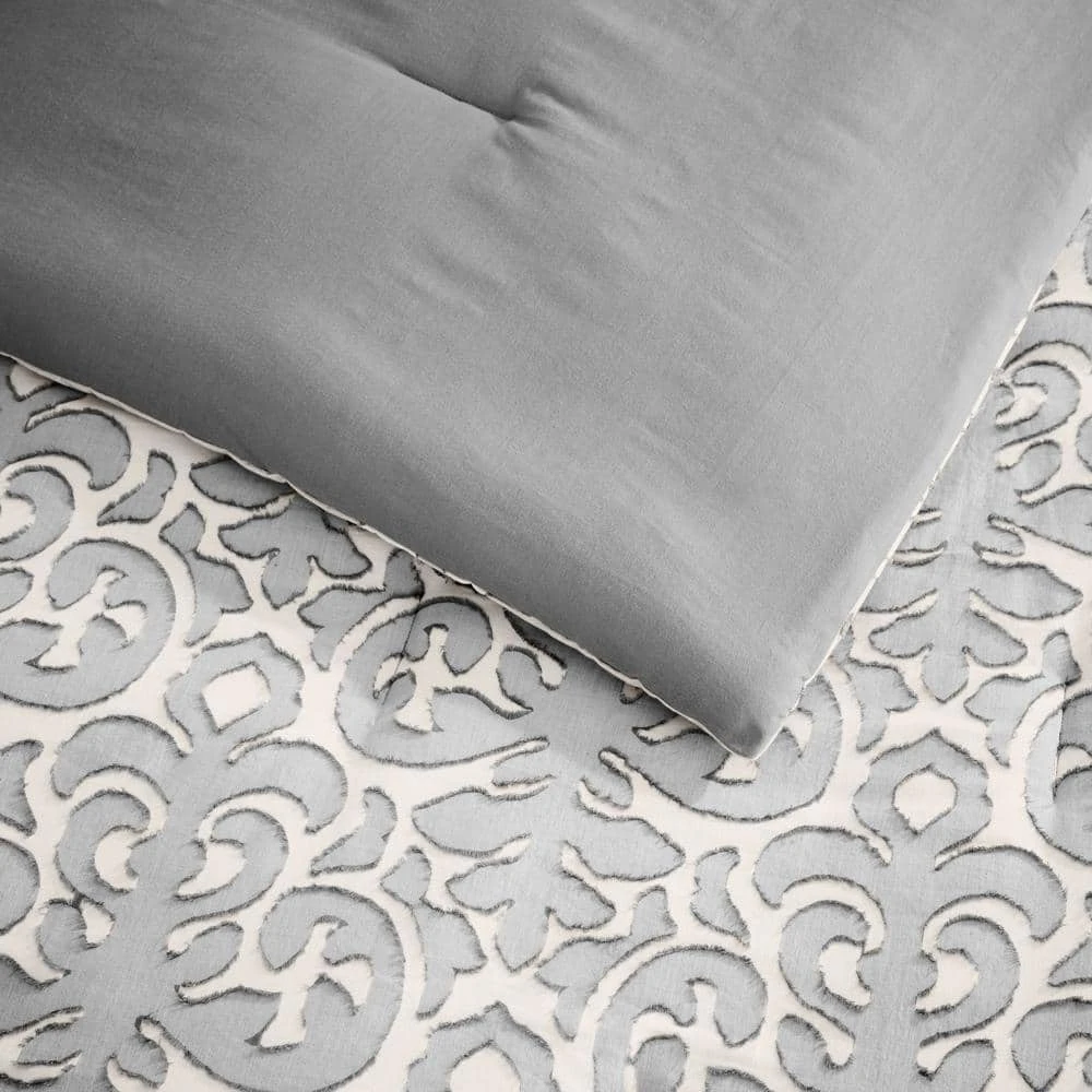 Home Decorators Collection Averly 3-Piece Gray Clipped Jacquard King Comforter Set 5 Home Decorators Collection Averly 3-Piece Gray Clipped Jacquard King Comforter Set - Image 3