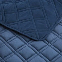 Home Decorators Collection Sylvie 3-Piece Midnight Blue Velvet Full/Queen Quilt Set -Flora Home Decorators Soldes home decorators collection bedding sets fa97185 fq 40 1000