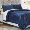 Home Decorators Collection Sylvie 3-Piece Midnight Blue Velvet Full/Queen Quilt Set