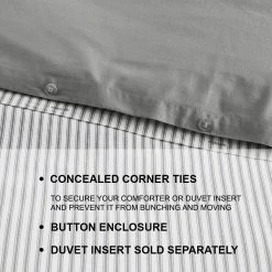 Home Decorators Collection Ada 3-Piece Gray and White Stripe Cotton King Duvet Cover Set -Flora Home Decorators Soldes home decorators collection bedding sets fa97217 king a0 1000