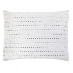 Home Decorators Collection 3-Piece Bright White and Lake Blue Pick-Stitch Handcrafted Cotton Full/Queen Quilt Set -Flora Home Decorators Soldes home decorators collection bedding sets m002 77 1000