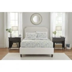 Home Decorators Collection 3-Piece Lake Blue Floral Tonal Block Print Cotton Full/Queen Quilt Set -Flora Home Decorators Soldes home decorators collection bedding sets phc 140 22 a0 1000