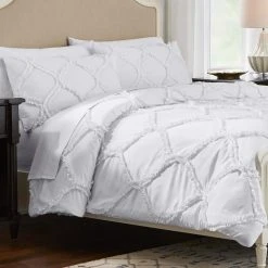Home Decorators Collection Emma 3-Piece Bright White Ruffle Ogee Full/Queen Comforter Set