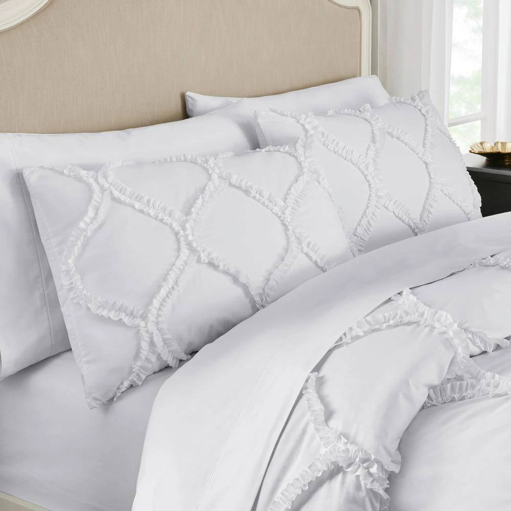 Home Decorators Collection Emma 3-Piece Bright White Ruffle Ogee Full/Queen Comforter Set 4 Home Decorators Collection Emma 3-Piece Bright White Ruffle Ogee Full/Queen Comforter Set - Image 2