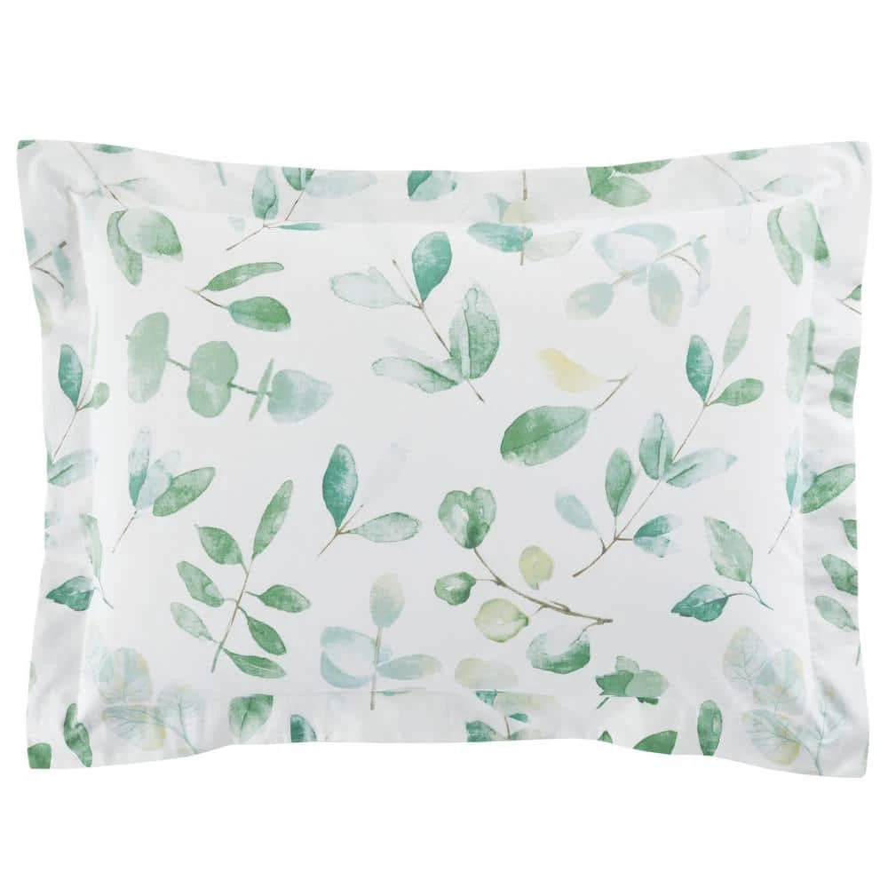 Home Decorators Collection Viola 3-Piece Green and White Watercolor Botanical Cotton Full/Queen Comforter Set 5 Home Decorators Collection Viola 3-Piece Green and White Watercolor Botanical Cotton Full/Queen Comforter Set - Image 3