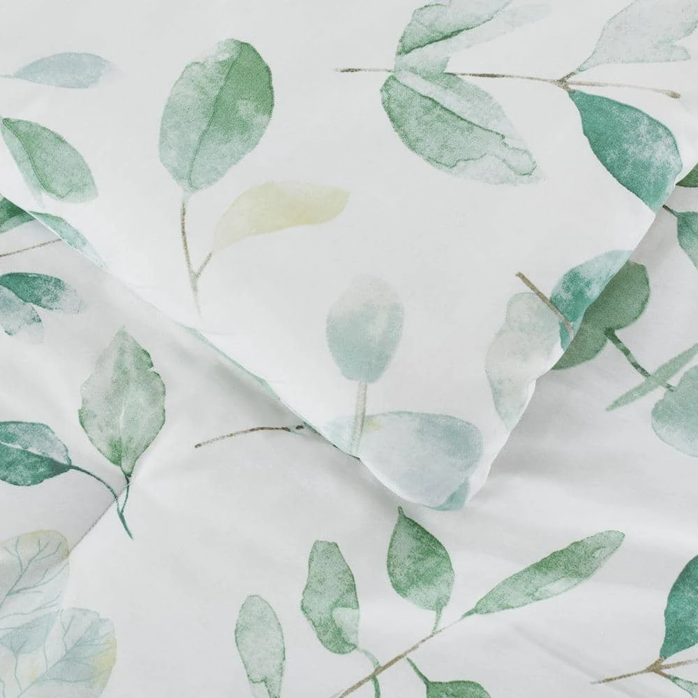 Home Decorators Collection Viola 3-Piece Green and White Watercolor Botanical Cotton Full/Queen Comforter Set 4 Home Decorators Collection Viola 3-Piece Green and White Watercolor Botanical Cotton Full/Queen Comforter Set - Image 2
