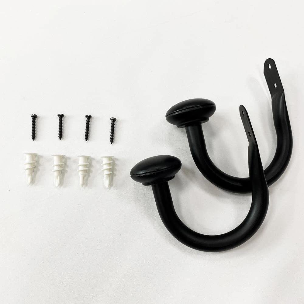 Home Decorators Collection 3/4 in. Dia Holdback Set in Matte Black 5 Home Decorators Collection 3/4 in. Dia Holdback Set in Matte Black - Image 3