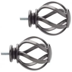Home Decorators Collection Mix and Match Swirl Cage 1 in. Curtain Rod Finial in Gunmetal (2-Pack) -Flora Home Decorators Soldes home decorators collection curtain rod finials 1904s03gm a0 1000