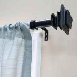 Home Decorators Collection Mix and Match Square 1 in. Curtain Rod Finial in Matte Black (2-Pack) -Flora Home Decorators Soldes home decorators collection curtain rod finials ambf1512k153 31 1000