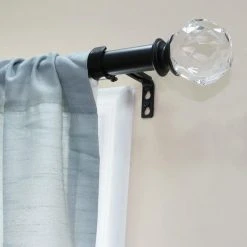 Home Decorators Collection Mix and Match Faceted Crystal Sphere 1 in. Curtain Rod Finial in Matte Black (2-Pack) -Flora Home Decorators Soldes home decorators collection curtain rod finials ambf1512k16 31 1000