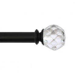 Home Decorators Collection Mix and Match Faceted Crystal Sphere 1 in. Curtain Rod Finial in Matte Black (2-Pack)