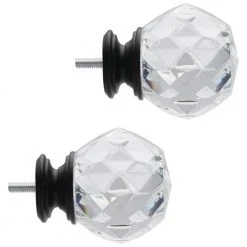 Home Decorators Collection Mix and Match Faceted Crystal Sphere 1 in. Curtain Rod Finial in Matte Black (2-Pack) -Flora Home Decorators Soldes home decorators collection curtain rod finials ambf1512k16 a0 1000