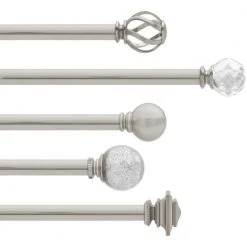 Home Decorators Collection Mix and Match Mercury Glass Sphere 1 in. Curtain Rod Finial in Brushed Nickel (2-Pack) -Flora Home Decorators Soldes home decorators collection curtain rod finials f1601k01bn c3 1000
