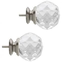 Home Decorators Collection Mix and Match Faceted Crystal Sphere 1 in. Curtain Rod Finial in Brushed Nickel (2-Pack) -Flora Home Decorators Soldes home decorators collection curtain rod finials u bnf1512k16 a0 1000