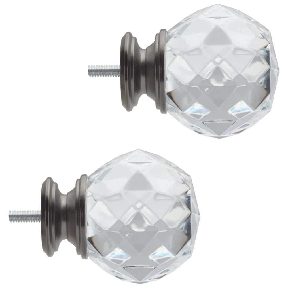 Home Decorators Collection Mix and Match Faceted Crystal Sphere 1 in. Curtain Rod Finial in Gunmetal (2-Pack) 6 Home Decorators Collection Mix and Match Faceted Crystal Sphere 1 in. Curtain Rod Finial in Gunmetal (2-Pack) - Image 4