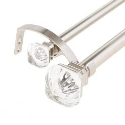 Home Decorators Collection 72 in. - 144 in. Telescoping 1 in. Double Curtain Rod in Brushed Nickel with Crystal Square Finials -Flora Home Decorators Soldes home decorators collection double curtain rods u bn144foms03 4f 1000