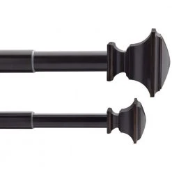 Home Decorators Collection 72 in. - 144 in. Telescoping 3/4 in. and 1 in. Double Curtain Rod Kit in Oil Rubbed Bronze with Flat Square Finials -Flora Home Decorators Soldes home decorators collection double curtain rods u orb144fjka04 40 1000