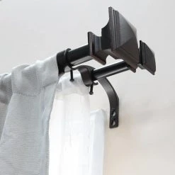 Home Decorators Collection 36 in. - 72 in. Telescoping 3/4 in. and 1 in. Double Curtain Rod Kit in Oil Rubbed Bronze with Flat Square Finials -Flora Home Decorators Soldes home decorators collection double curtain rods u orb72fjka04 c3 1000