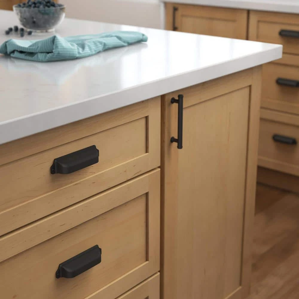 Home Decorators Collection Liberty Awning Dual Mount 3 or 3-3/4 in. (76/96 mm) Matte Black Cabinet Drawer Cup Pull 3 Home Decorators Collection Liberty Awning Dual Mount 3 or 3-3/4 in. (76/96 mm) Matte Black Cabinet Drawer Cup Pull - Image 2