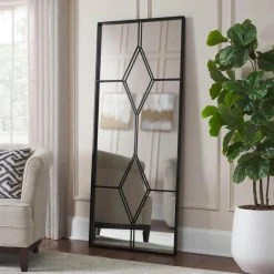 Home Decorators Collection Oversized Black Metal Frame Diamond Windowpane Classic Floor Mirror (70 in. H x 29 in. W) -Flora Home Decorators Soldes home decorators collection floor mirrors 19mje2741 bk 40 1000