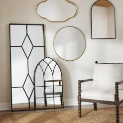 Home Decorators Collection Oversized Black Metal Frame Diamond Windowpane Classic Floor Mirror (70 in. H x 29 in. W) -Flora Home Decorators Soldes home decorators collection floor mirrors 19mje2741 bk c3 1000