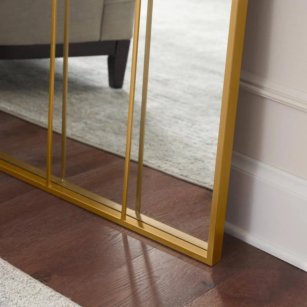 Home Decorators Collection Oversized Gold Metal Frame Windowpane Classic Floor Mirror (70 in. H x 29 in. W) 6 Home Decorators Collection Oversized Gold Metal Frame Windowpane Classic Floor Mirror (70 in. H x 29 in. W) - Image 4