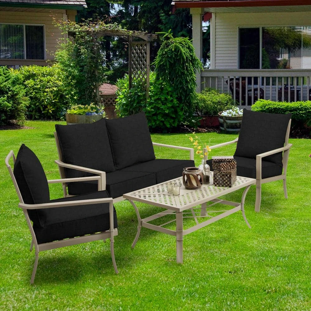 Home Decorators Collection Oak Cliff 24 x 24 Sunbrella Canvas Black Deep Seating Outdoor Lounge Chair Cushion 5 Home Decorators Collection Oak Cliff 24 x 24 Sunbrella Canvas Black Deep Seating Outdoor Lounge Chair Cushion - Image 3