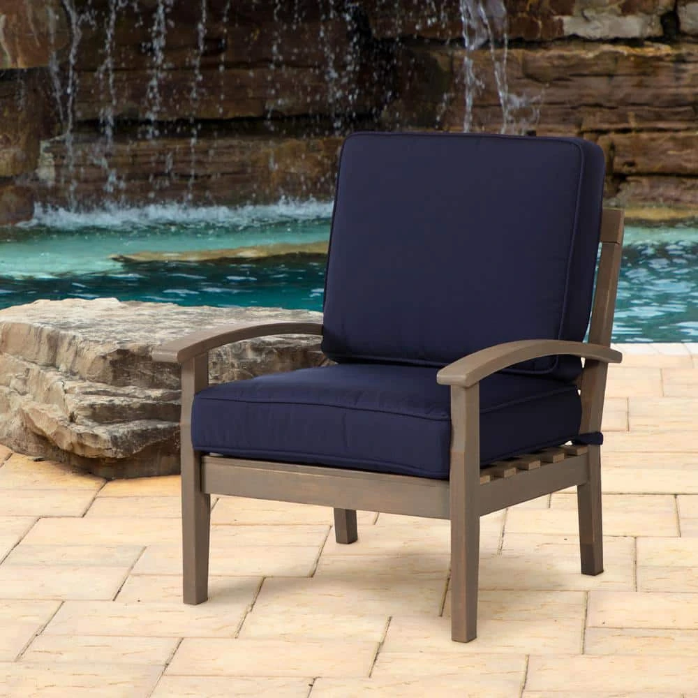 Home Decorators Collection 24 in. x 20 in. Sunbrella Premium Foam Firm 2-Piece Deep Seating Outdoor Lounge Chair Cushion in Canvas Navy 4 Home Decorators Collection 24 in. x 20 in. Sunbrella Premium Foam Firm 2-Piece Deep Seating Outdoor Lounge Chair Cushion in Canvas Navy - Image 2