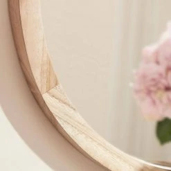 Home Decorators Collection Medium Round Brown Natural Wood Transitional Accent Mirror (24 in. Diameter) -Flora Home Decorators Soldes home decorators collection make your house a home h5 mh 249 1d 1000