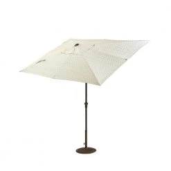 Home Decorators Collection Camden 10 ft. x 6 ft. Aluminum Patio Umbrella in Fretwork Flax