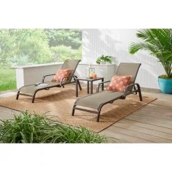 Home Decorators Collection Commercial Aluminum Dark Taupe Outdoor Stack Chaise Lounge with Sunbrella Elevation Stone Sling (2-Pack) -Flora Home Decorators Soldes home decorators collection outdoor chaise lounges fla60441 2pk es e1 1000