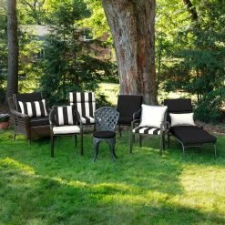 Home Decorators Collection Belcourt 19 x 36 Sunbrella Canvas Black Mid Back Outdoor Dining Chair Cushion (2-Pack) -Flora Home Decorators Soldes home decorators collection outdoor dining chair cushions ah1n550b d9d2 c3 1000