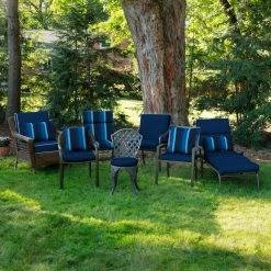 Home Decorators Collection 21.5 x 44 Sunbrella Spectrum Indigo High Back Outdoor Dining Chair Cushion -Flora Home Decorators Soldes home decorators collection outdoor dining chair cushions ah27216b d9d1 1f 1000