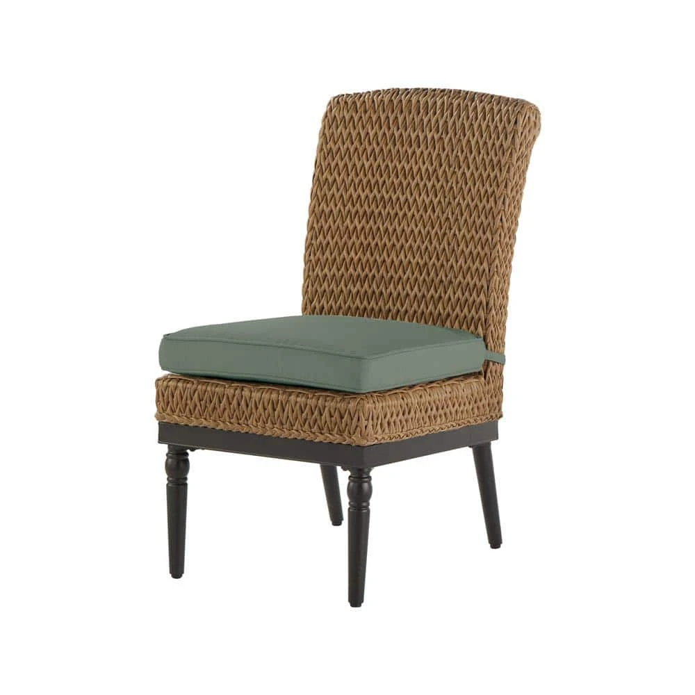 Home Decorators Collection Camden Light Brown Seagrass Wicker Outdoor Patio Armless Dining Chair with Sunbrella Cast Spa Cushions 3 Home Decorators Collection Camden Light Brown Seagrass Wicker Outdoor Patio Armless Dining Chair with Sunbrella Cast Spa Cushions