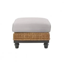 Home Decorators Collection Camden Light Brown Seagrass Wicker Outdoor Patio Ottoman with Sunbrella Cast Spa & Fretwork Mist Cushions -Flora Home Decorators Soldes home decorators collection outdoor ottomans fra60624afsw 40 1000