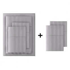 Home Decorators Collection 500 Thread Count Egyptian Cotton Sateen 6-Piece Queen Sheet Set in Stone Gray Damask