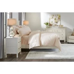 Home Decorators Collection 300 Thread Count Wrinkle Resistant Cotton Sateen 4-Piece Queen Sheet Set in White -Flora Home Decorators Soldes home decorators collection sheet sets ss qn white 66 1000 1