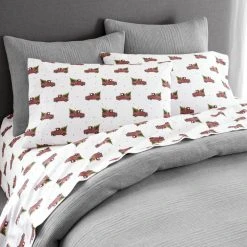 Home Decorators Collection Cozy Cotton Flannel Red Vintage Woody Truck 4-Piece Queen Sheet Set -Flora Home Decorators Soldes home decorators collection sheet sets vwt 02 a0 1000