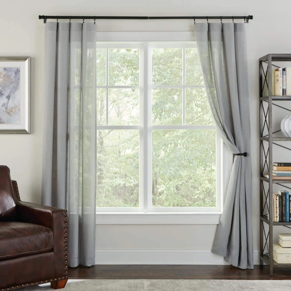 Home Decorators Collection 72 in. - 144 in. Mix and Match Telescoping 1 in. Single Curtain Rod in Matte Black 5 Home Decorators Collection 72 in. - 144 in. Mix and Match Telescoping 1 in. Single Curtain Rod in Matte Black - Image 3