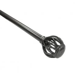 Home Decorators Collection 36 in. - 72 in. Telescoping 1 in. Single Curtain Rod Kit in Gunmetal with Round Cage Finials -Flora Home Decorators Soldes home decorators collection single curtain rods fpem10 13672gm 40 1000