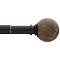 Home Decorators Collection 72 in. - 144 in. Telescoping 1 in. Single Curtain Rod Kit in Oil Rubbed Bronze with Brown Marble Ball Finial