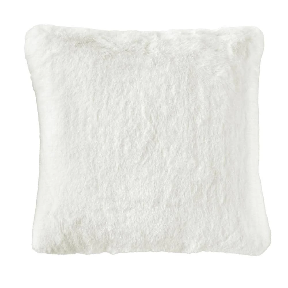 Home Decorators Collection Piper White Snow Faux Rabbit Fur 20 in. x 20 in. Square Throw Pillow 3 Home Decorators Collection Piper White Snow Faux Rabbit Fur 20 in. x 20 in. Square Throw Pillow