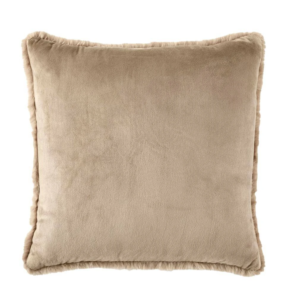 Home Decorators Collection Piper Taupe Faux Rabbit Fur 20 in. x 20 in. Square Throw Pillow 8 Home Decorators Collection Piper Taupe Faux Rabbit Fur 20 in. x 20 in. Square Throw Pillow - Image 6