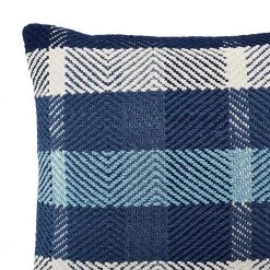 Home Decorators Collection Blue Plaid Textured 18 in. x 18 in. Square Decorative Throw Pillow -Flora Home Decorators Soldes home decorators collection throw pillows s00161061276 40 1000