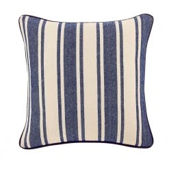 Home Decorators Collection Navy Stripe Piped-Edge 18 in. x 18 in. Square Decorative Throw Pillow