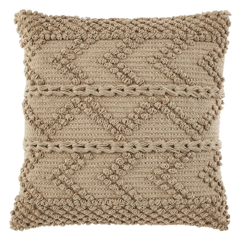 Home Decorators Collection Tan Herringbone Woven Textured 18 in. x 18 in. Square Decorative Throw Pillow 3 Home Decorators Collection Tan Herringbone Woven Textured 18 in. x 18 in. Square Decorative Throw Pillow