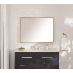Home Decorators Collection 22 in. x 28 in. Classic Light Brown Wood PS Framed Polished Rectangle Vanity Mirror -Flora Home Decorators Soldes home decorators collection wall mirrors 3327 w 31 1000