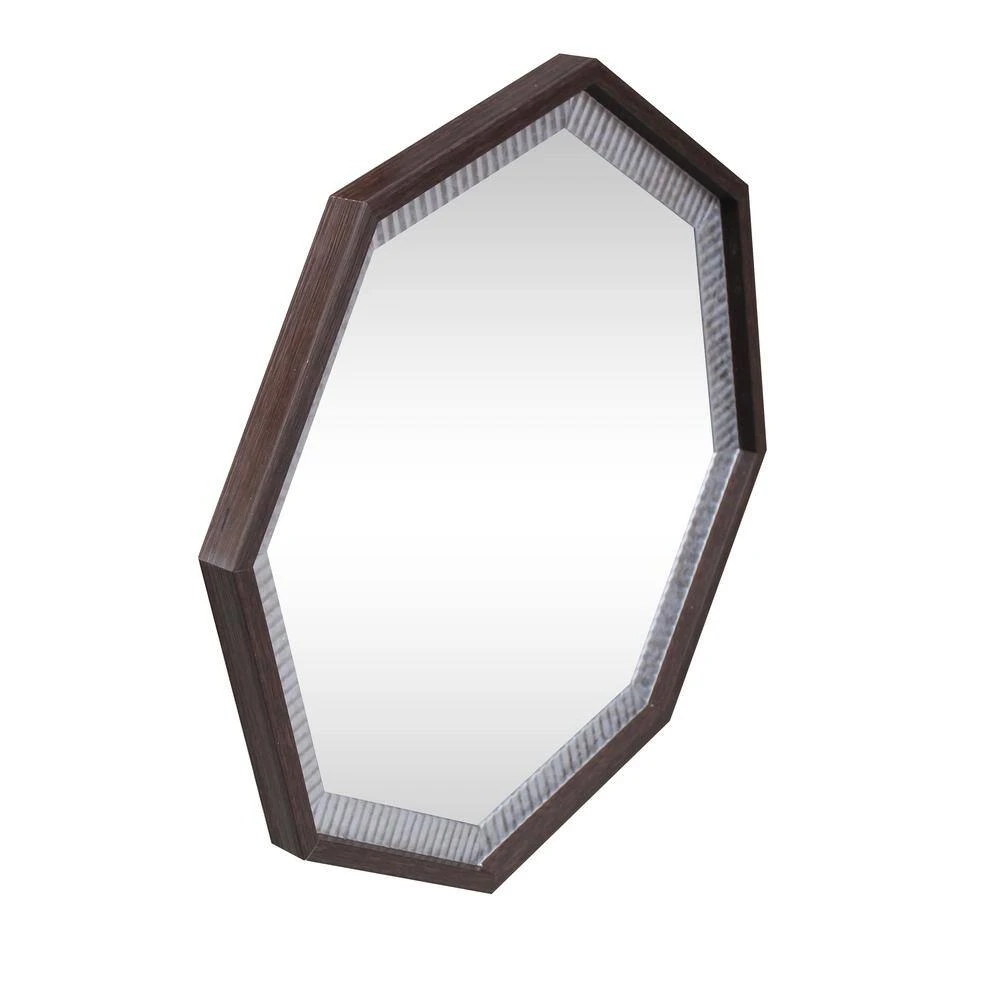 Home Decorators Collection 27 in. x 27 in. Reddish Brown Classic Irregular Framed Vanity Mirror 4 Home Decorators Collection 27 in. x 27 in. Reddish Brown Classic Irregular Framed Vanity Mirror - Image 2