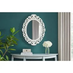 Home Decorators Collection Medium Classic Oval White Wood Framed Mirror (24 in. W x 32 in. H) -Flora Home Decorators Soldes home decorators collection wall mirrors cac mir 002 vty e1 1000
